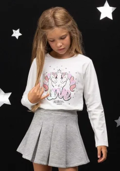 Camisetas De Manga Comprida-Conguitos Camiseta Unicornios Brancos Para Menina