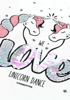 Camisetas De Manga Comprida-Conguitos Camiseta Unicornios Brancos Para Menina