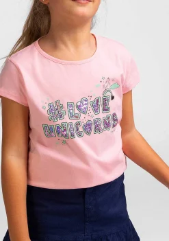 Camisetas-Conguitos Camiseta Unicornios Rosa Amor Para Menina