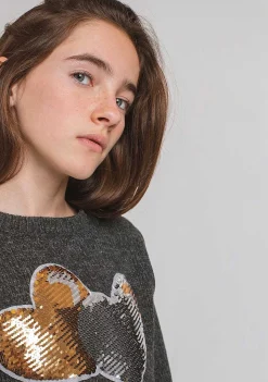 Roupas De Menina-Conguitos Camisola Preta "Lantejoulas Reversiveis" Para Menina