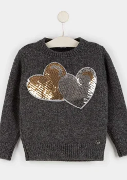 Roupas De Menina-Conguitos Camisola Preta "Lantejoulas Reversiveis" Para Menina