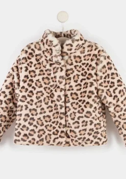 Roupas De Menina-Conguitos Casaco De Pele De Leopardo Para Menina