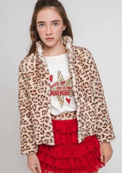Roupas De Menina-Conguitos Casaco De Pele De Leopardo Para Menina