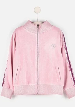Moletons-Conguitos Casaco De Treino De Veludo Rosa Para Menina