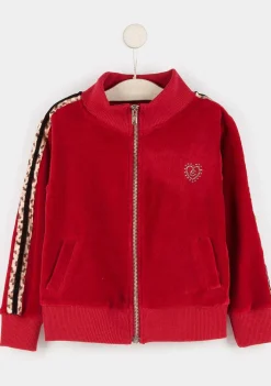 Moletons-Conguitos Casaco De Treino De Veludo Vermelho Para Menina