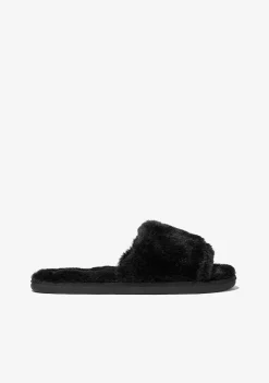 Chinelos Para Casa-Conguitos Chinelo Domestico Preto Com Bico Aberto