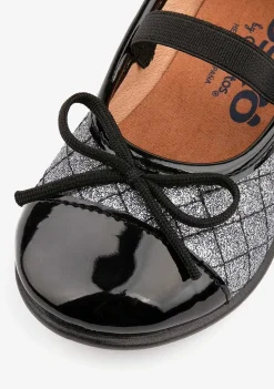 Sapatos Rasos-Conguitos Chumbo De Bebé Acolchoado Com Brilho De Bailarinas Em Laco
