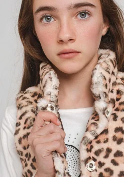 Roupas De Menina-Conguitos Colete De Pele De Leopardo Para Menina
