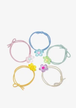 Todos Os Acessórios-Conguitos Conjunto De Scrunchies De Flores Multicoloridas