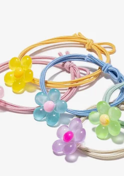 Todos Os Acessórios-Conguitos Conjunto De Scrunchies De Flores Multicoloridas