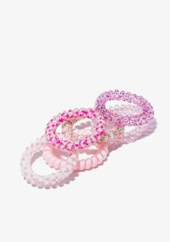 Todos Os Acessórios-Conguitos Conjunto De Scrunchies Espirais Rosa