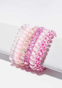 Todos Os Acessórios-Conguitos Conjunto De Scrunchies Espirais Rosa