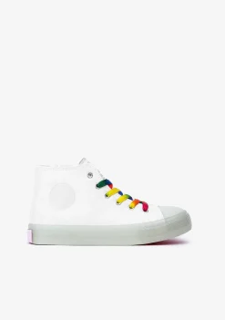 Tênis Com Luzes-Conguitos Cordao Branco Unissex Com Luzes Tênis Hi-Top Lona