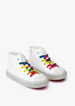 Tênis Com Luzes-Conguitos Cordao Branco Unissex Com Luzes Tênis Hi-Top Lona