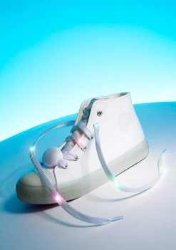 Tênis Com Luzes-Conguitos Cordao Branco Unissex Com Luzes Tênis Hi-Top Lona