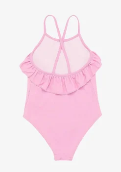 Roupas De Menina-Conguitos Fato De Banho Rosa De Menina Com Folhos