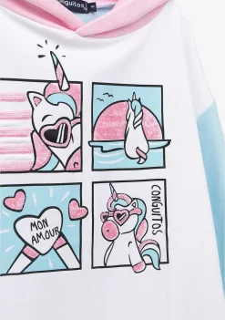 Roupas De Menina-Conguitos Hoddie De Lantejoulas De Unicornio Multicolor Feminino