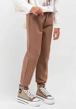 Roupas De Menina-Conguitos Joggers Basicos Castanhos De Menina