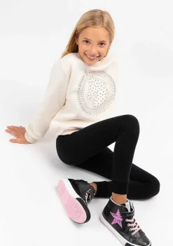 Roupas De Menina-Conguitos Joggers Em Jersey Preto Para Menina