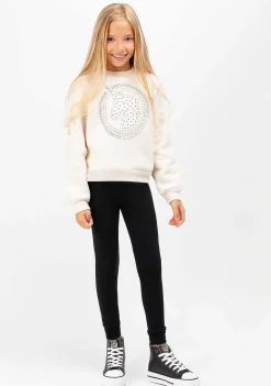 Roupas De Menina-Conguitos Joggers Em Jersey Preto Para Menina