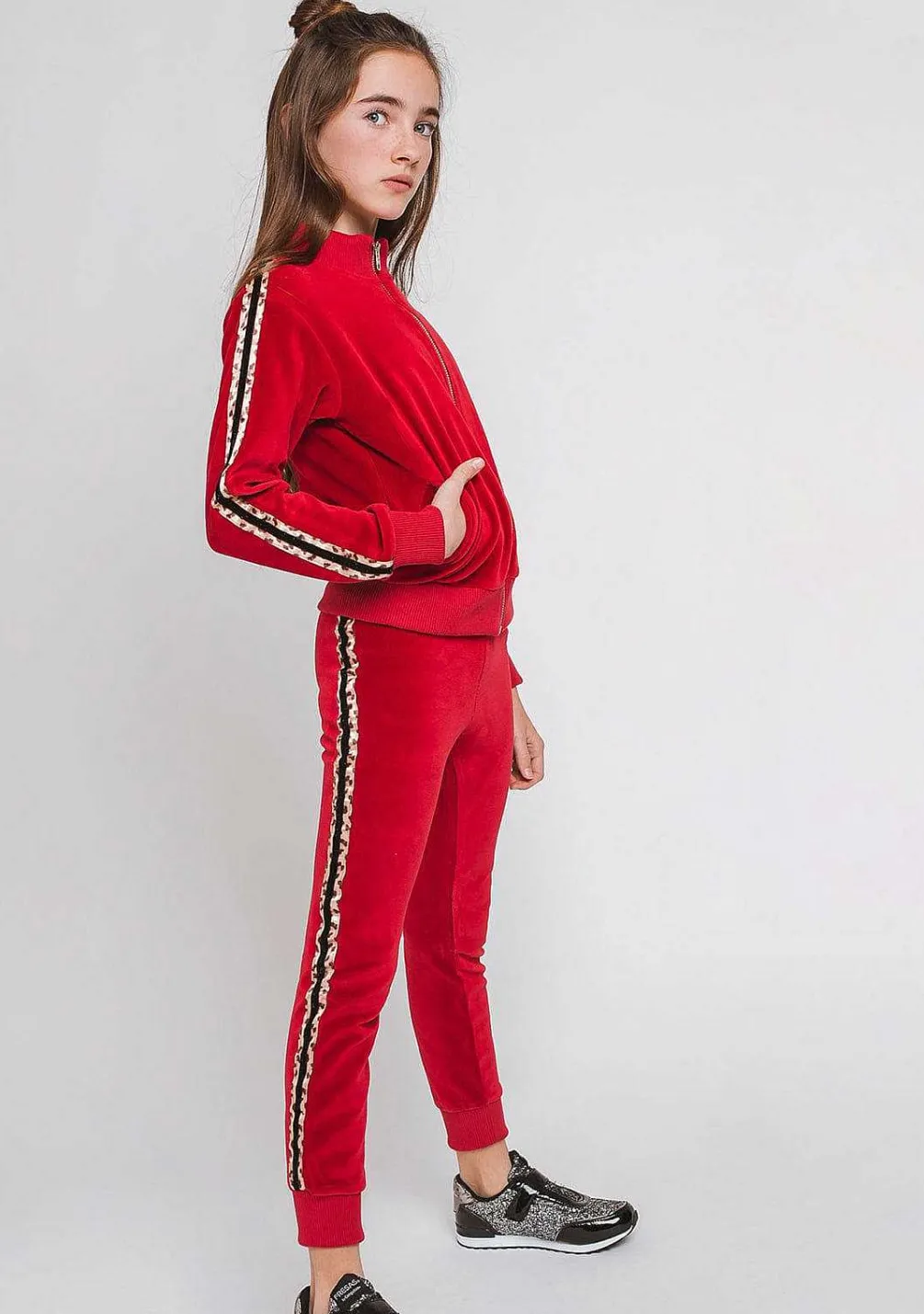Calcas E Leggings-Conguitos Jogging Vermelho Para Menina