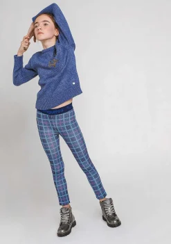 Calcas E Leggings-Conguitos Legging Quadrada Azul Marinho Para Menina