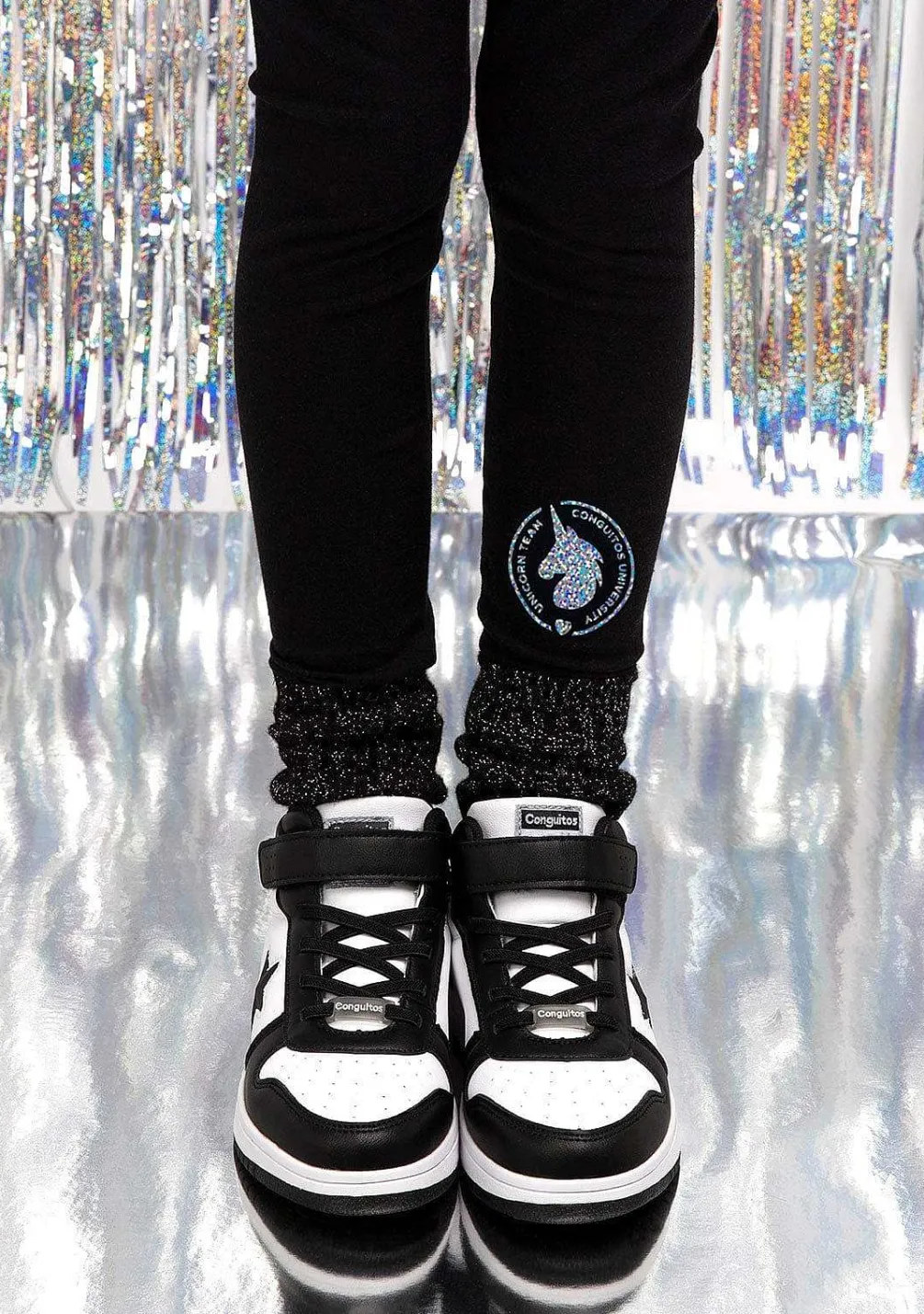 Calcas E Leggings-Conguitos Leggings De Algodao Preto De Menina