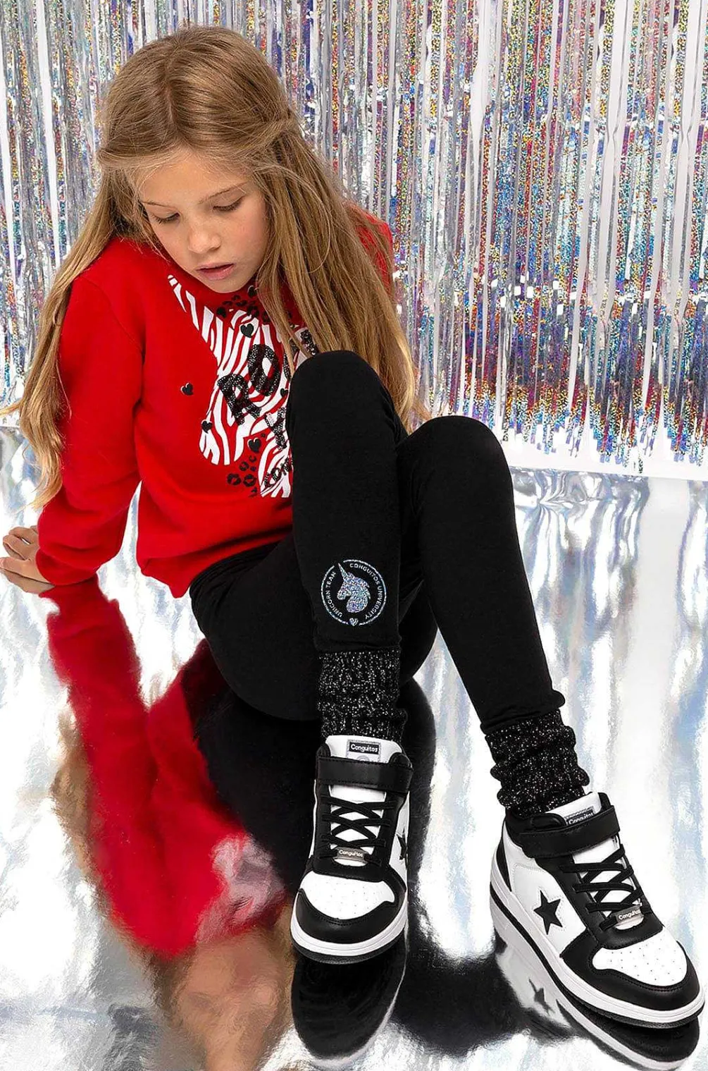 Calcas E Leggings-Conguitos Leggings De Algodao Preto De Menina