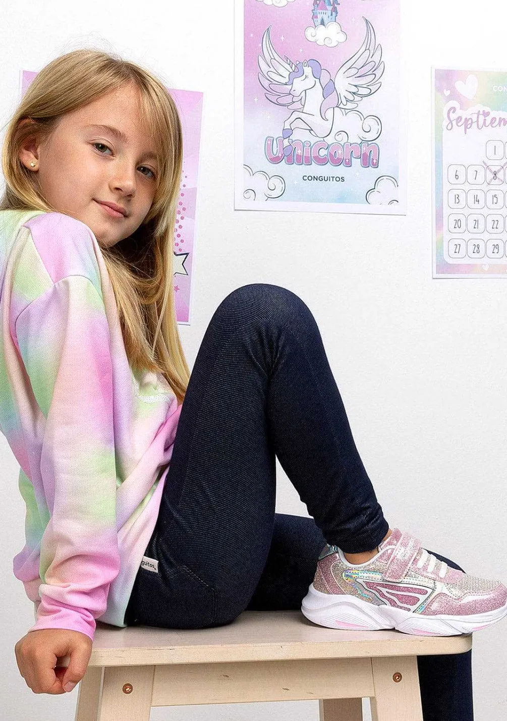 Roupas De Menina-Conguitos Leggings Jeans Para Menina