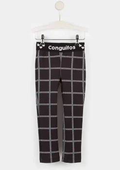 Calcas E Leggings-Conguitos Leggings Quadrados Pretos De Menina