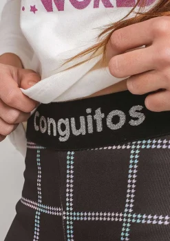 Calcas E Leggings-Conguitos Leggings Quadrados Pretos De Menina