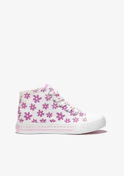 Tênis Casuais-Conguitos Lona De Tênis Branco Solar Feminino De Cano Alto