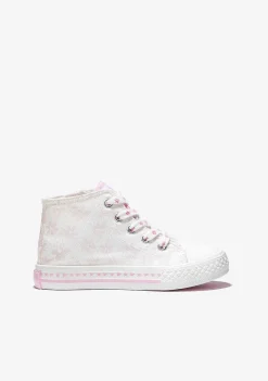 Tênis Casuais-Conguitos Lona De Tênis Branco Solar Feminino De Cano Alto