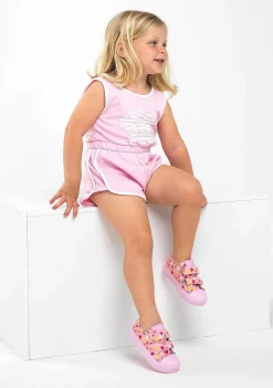 Tênis Casuais-Conguitos Lona De Tênis Com Coracao Rosa Para Bebé
