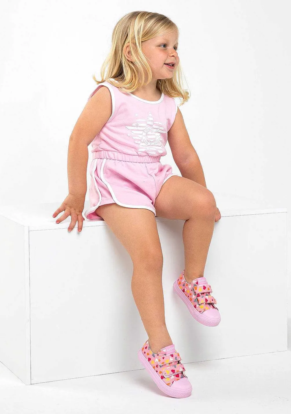 Tênis Casuais-Conguitos Lona De Tênis Com Coracao Rosa Para Bebé