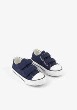 Tênis Casuais-Conguitos Lona De Tênis Com Tiras Aderentes Azul Marinho Para Bebé