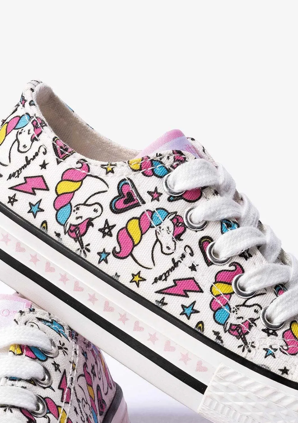 Tênis Casuais-Conguitos Lona De Tênis De Unicornio Branco Feminino