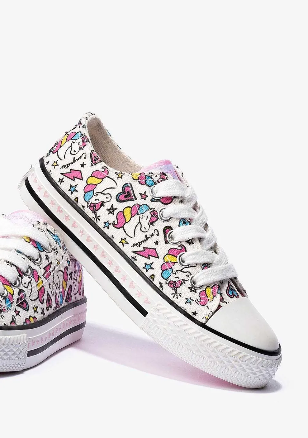 Tênis Casuais-Conguitos Lona De Tênis De Unicornio Branco Feminino