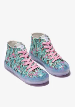 Tênis Casuais-Conguitos Lona De Tênis Feminino Azul Sereia De Cano Alto