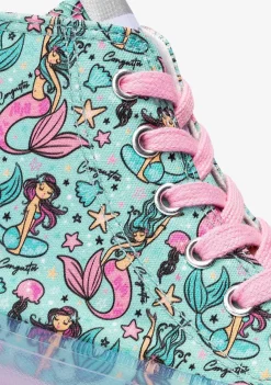 Tênis Casuais-Conguitos Lona De Tênis Feminino Azul Sereia De Cano Alto