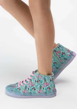 Tênis Casuais-Conguitos Lona De Tênis Feminino Azul Sereia De Cano Alto