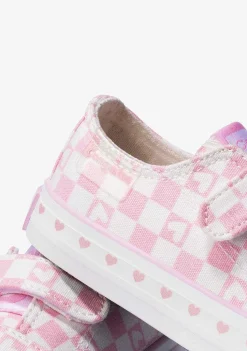 Tênis Casuais-Conguitos Lona De Tênis Feminino Com Quadrados Rosa