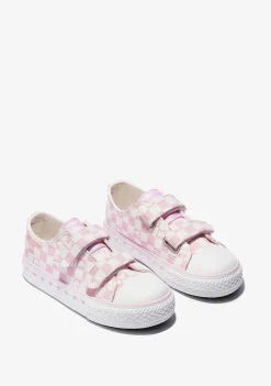 Tênis Casuais-Conguitos Lona De Tênis Feminino Com Quadrados Rosa