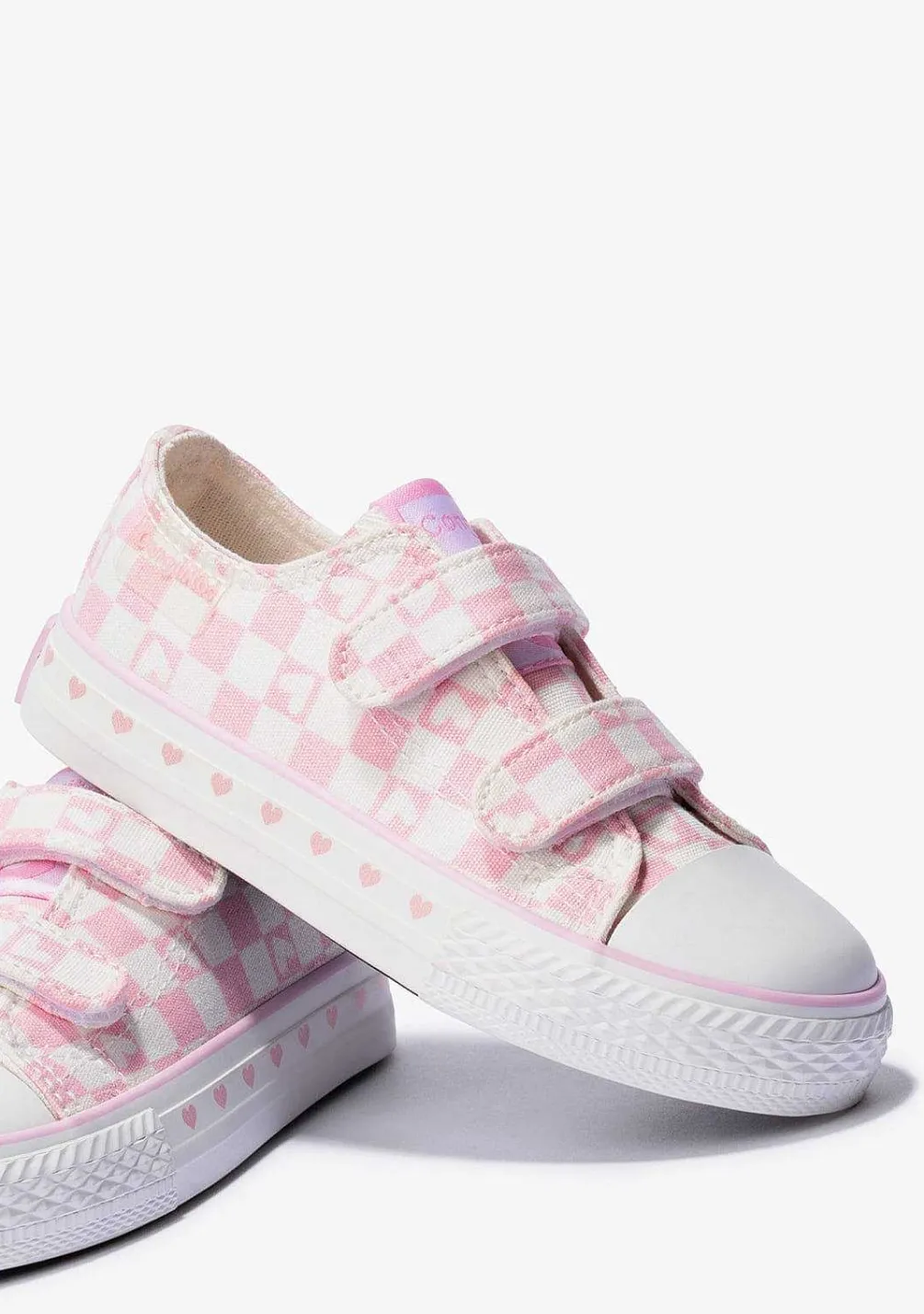 Tênis Casuais-Conguitos Lona De Tênis Feminino Com Quadrados Rosa