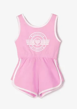 Roupas De Menina-Conguitos Macacao Feminino Liso De Pelucia Com Nervuras Rosa