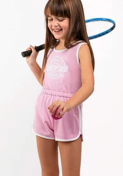 Roupas De Menina-Conguitos Macacao Feminino Liso De Pelucia Com Nervuras Rosa