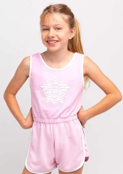 Roupas De Menina-Conguitos Macacao Feminino Liso De Pelucia Com Nervuras Rosa