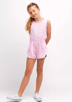 Roupas De Menina-Conguitos Macacao Feminino Liso De Pelucia Com Nervuras Rosa