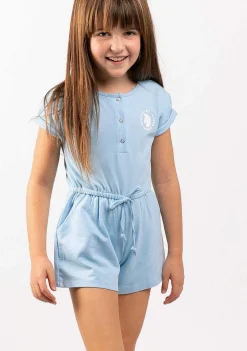 Roupas De Menina-Conguitos Macacao Feminino Liso Pelucia Azulado