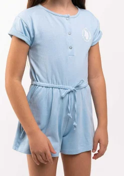 Roupas De Menina-Conguitos Macacao Feminino Liso Pelucia Azulado